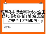 葫芦岛中级金属冶炼安全工程师报考资格详解(金属冶炼安全工程师报考)