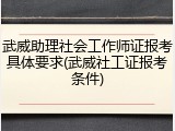 武威助理社会工作师证报考具体要求(武威社工证报考条件)