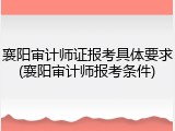 襄阳审计师证报考具体要求(襄阳审计师报考条件)