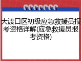 大渡口区初级应急救援员报考资格详解(应急救援员报考资格)