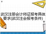 武汉注册会计师证报考具体要求(武汉注会报考条件)