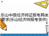 乐山中级经济师证报考具体要求(乐山经济师报考条件)