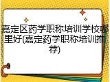 嘉定区药学职称培训学校哪里好(嘉定药学职称培训推荐)
