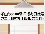 乐山软考中级证报考具体要求(乐山软考中级报名条件)