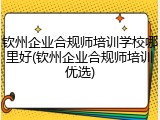 钦州企业合规师培训学校哪里好(钦州企业合规师培训优选)