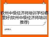 钦州中级经济师培训学校哪里好(钦州中级经济师培训推荐)