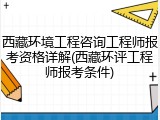 西藏环境工程咨询工程师报考资格详解(西藏环评工程师报考条件)