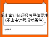 乐山审计师证报考具体要求(乐山审计师报考条件)