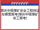 肇庆中级煤矿安全工程师证在哪里报考(肇庆中级煤矿安工报考)