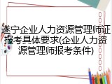 遂宁企业人力资源管理师证报考具体要求(企业人力资源管理师报考条件)