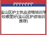 宝山区护士执业资格培训学校哪里好(宝山区护资培训推荐)
