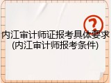 内江审计师证报考具体要求(内江审计师报考条件)