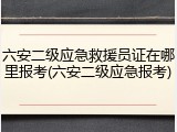 六安二级应急救援员证在哪里报考(六安二级应急报考)