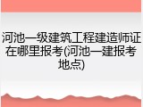 河池一级建筑工程建造师证在哪里报考(河池一建报考地点)