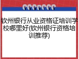 钦州银行从业资格证培训学校哪里好(钦州银行资格培训推荐)