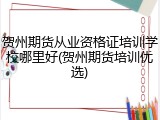 贺州期货从业资格证培训学校哪里好(贺州期货培训优选)