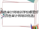 百色审计师培训学校哪里好(百色审计师培训优选)