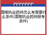 渭南执业药师怎么考需要什么条件(渭南执业药师报考条件)