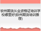 钦州期货从业资格证培训学校哪里好(钦州期货培训推荐)