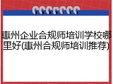 惠州企业合规师培训学校哪里好(惠州合规师培训推荐)