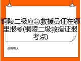 铜陵二级应急救援员证在哪里报考(铜陵二级救援证报考点)