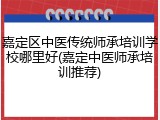 嘉定区中医传统师承培训学校哪里好(嘉定中医师承培训推荐)