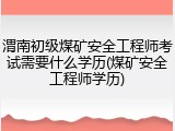 渭南初级煤矿安全工程师考试需要什么学历(煤矿安全工程师学历)