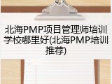 北海PMP项目管理师培训学校哪里好(北海PMP培训推荐)