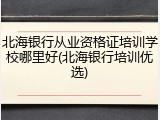 北海银行从业资格证培训学校哪里好(北海银行培训优选)