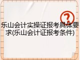 乐山会计实操证报考具体要求(乐山会计证报考条件)