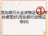 茂名银行从业资格证培训学校哪里好(茂名银行资格证培训)
