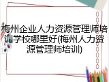 梅州企业人力资源管理师培训学校哪里好(梅州人力资源管理师培训)