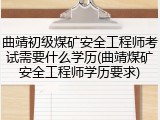 曲靖初级煤矿安全工程师考试需要什么学历(曲靖煤矿安全工程师学历要求)