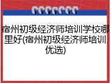 宿州初级经济师培训学校哪里好(宿州初级经济师培训优选)