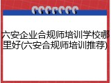 六安企业合规师培训学校哪里好(六安合规师培训推荐)