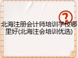 北海注册会计师培训学校哪里好(北海注会培训优选)