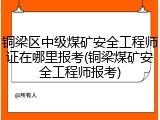 铜梁区中级煤矿安全工程师证在哪里报考(铜梁煤矿安全工程师报考)