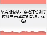 肇庆期货从业资格证培训学校哪里好(肇庆期货培训优选)