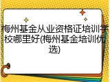 梅州基金从业资格证培训学校哪里好(梅州基金培训优选)