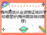 梅州期货从业资格证培训学校哪里好(梅州期货培训推荐)