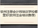 钦州注册会计师培训学校哪里好(钦州注会培训推荐)
