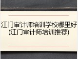 江门审计师培训学校哪里好(江门审计师培训推荐)