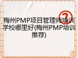 梅州PMP项目管理师培训学校哪里好(梅州PMP培训推荐)