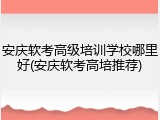 安庆软考高级培训学校哪里好(安庆软考高培推荐)