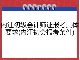 内江初级会计师证报考具体要求(内江初会报考条件)