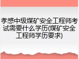 孝感中级煤矿安全工程师考试需要什么学历(煤矿安全工程师学历要求)
