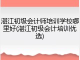 湛江初级会计师培训学校哪里好(湛江初级会计培训优选)