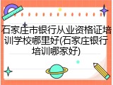 石家庄市银行从业资格证培训学校哪里好(石家庄银行培训哪家好)