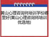 黄山心理咨询师培训学校哪里好(黄山心理咨询师培训优选地)