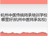 杭州中医传统师承培训学校哪里好(杭州中医师承名校)